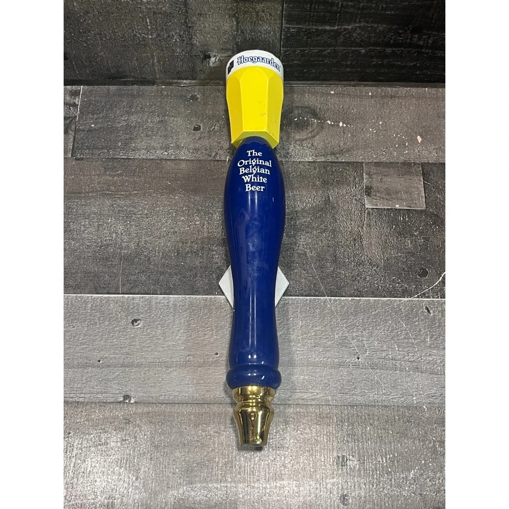 Hoegaarden Belgian White Beer Tap Handle Blue Yellow Glass Top Bar Decor 11 Inch